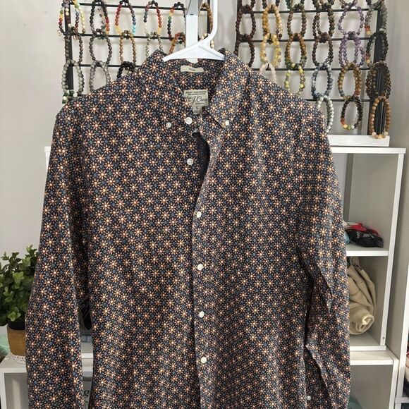 J. Crew Black and Orange floral Casual Button Down Shirt size small - Picture 3 of 7